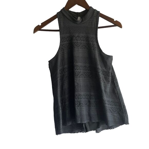 Women's Hollister Dark Grey Lace Mock Neck Tank Top - Picture 1 of 9